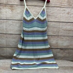 No Comment Knit Mini Dress Striped Sleeveless Casual Summer Dress [Size XL]‎